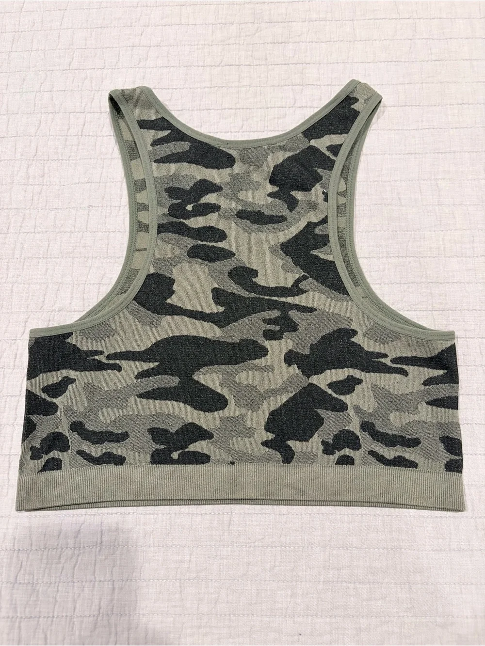 AKIRA Camo Seamless Sports Bra Crop Top Green Black M/L